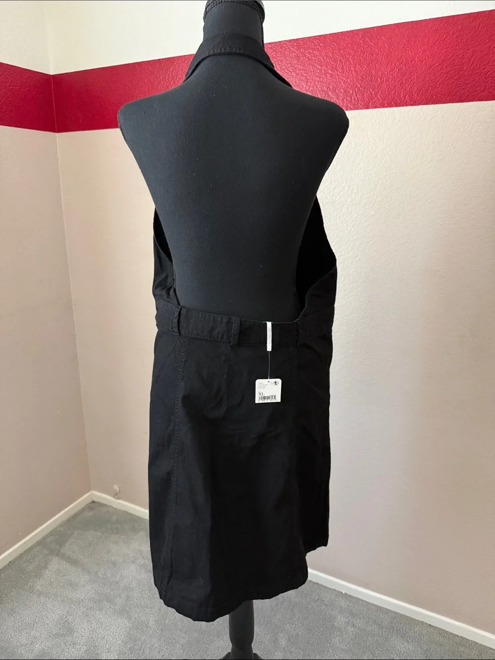 Free People Black Button-Front Halter Collared Dress | Sz XL